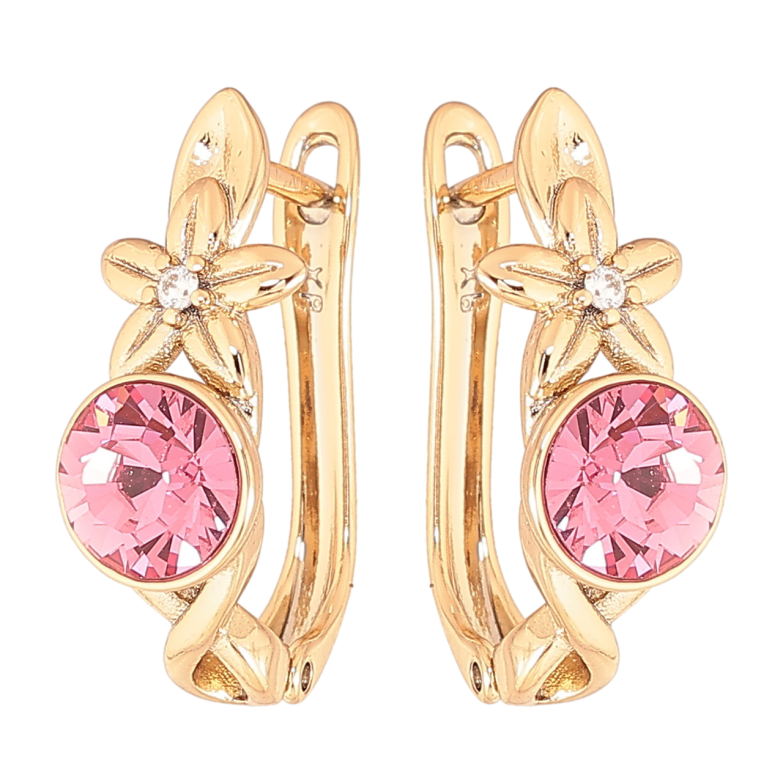 Серьги Xuping цвет Позолота 14K с кристаллами Swarovski английский замок Цветочный узор с кристаллом Rose фото №9