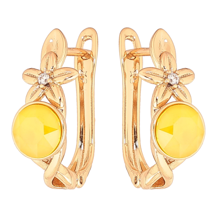 Сережки Xuping колір Позолота 18K з кристалами Swarovski англійський замок Квітковий візерунок з кристалом Sunflower фото №11