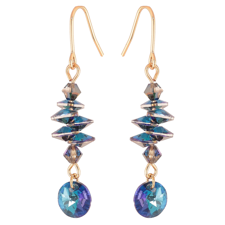 Серьги Xuping цвет Позолота 14K с кристаллами Swarovski французский замок Подвески с кристаллами Bermuda Blue фото №4