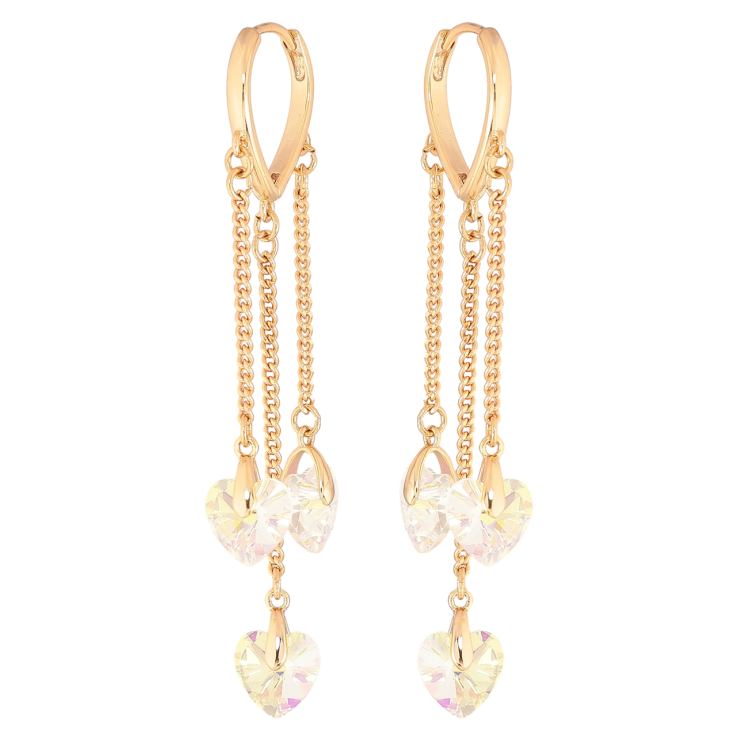 Сережки Xuping колір Позолота 18K з кристалами Swarovski підвіски на колечках Підвіски з кристалами Shimmer фото №24