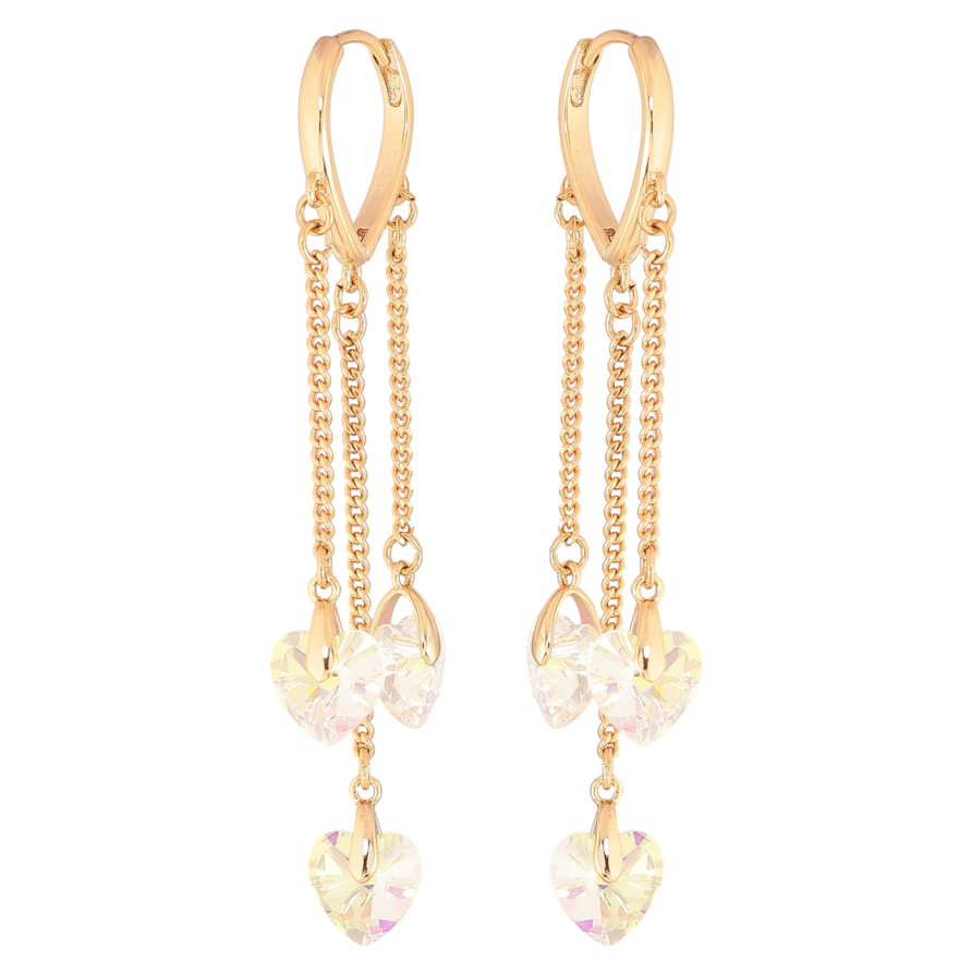 Сережки Xuping колір Позолота 18K з кристалами Swarovski підвіски на колечках Підвіски з кристалами Shimmer фото №1