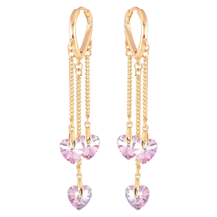 Сережки Xuping колір Позолота 18K з кристалами Swarovski підвіски на колечках Підвіски з кристалами Violet фото №6