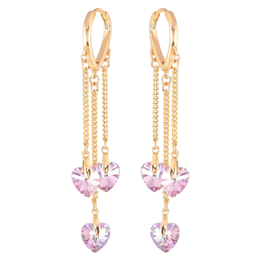 Сережки Xuping колір Позолота 18K з кристалами Swarovski підвіски на колечках Підвіски з кристалами Violet фото №1