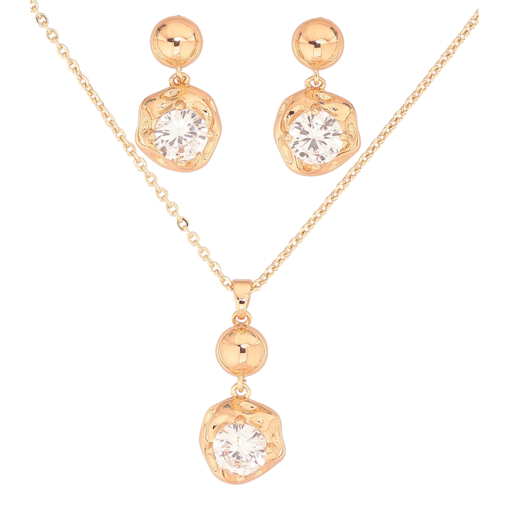 Набір Xuping Колір Позолота 18K Сережки Кулон на ланцюжку Підвіски з кристалами розмір 46,51см х 1мм фото №2 Набір Xuping Колір Позолота 18K Сережки Кулон на ланцюжку Підвіски з кристалами розмір 46,51см х 1мм фото №2