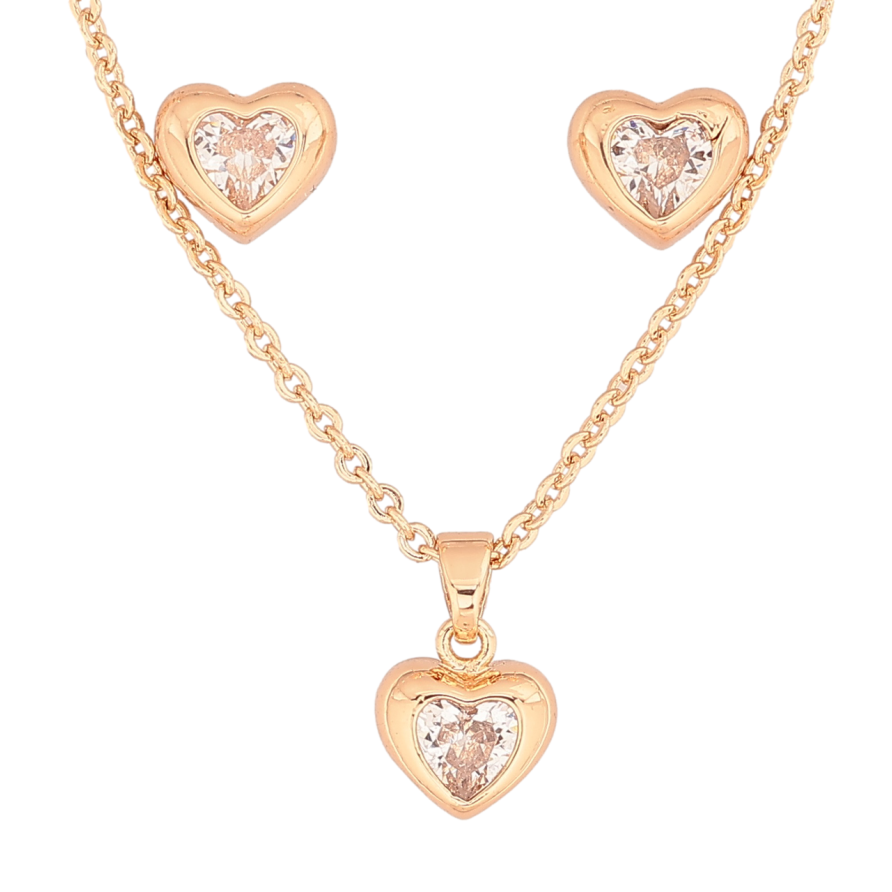 Набір Xuping Колір Позолота 18K Сережки Кулон на ланцюжку Седечки з кристалами розмір 46,51см х 1мм фото №1