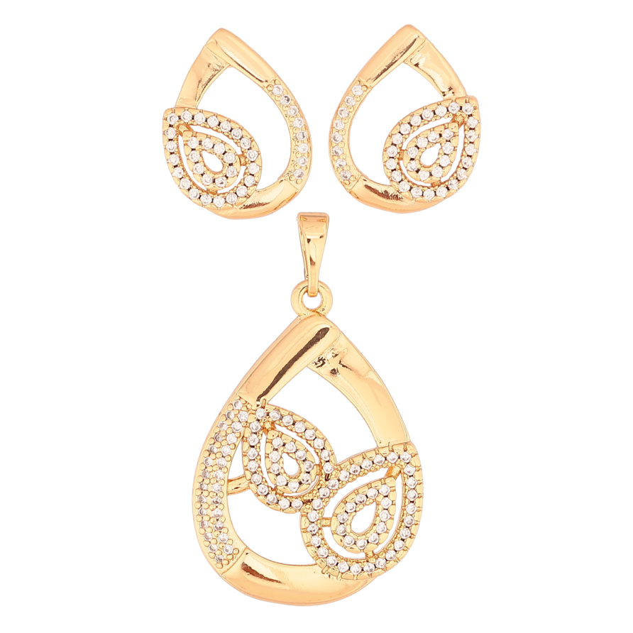 Набір Xuping Колір Позолота 18K Сережки Кулон Крапельки з кристалами фото №1