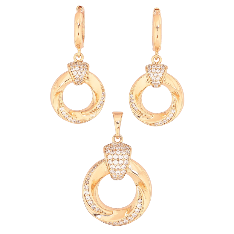 Набір Xuping Колір Позолота 18K Сережки Кулон Колечка з візерунком кристалами фото №15 Набір Xuping Колір Позолота 18K Сережки Кулон Колечка з візерунком кристалами фото №15