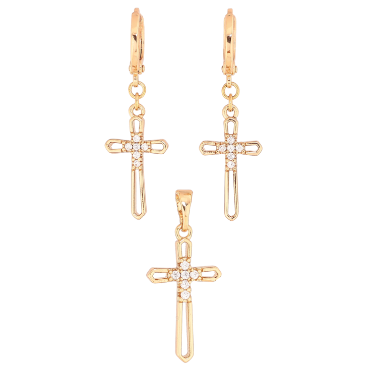 Набір Xuping Колір Позолота 18K Сережки Кулон Хрестики фото №18
