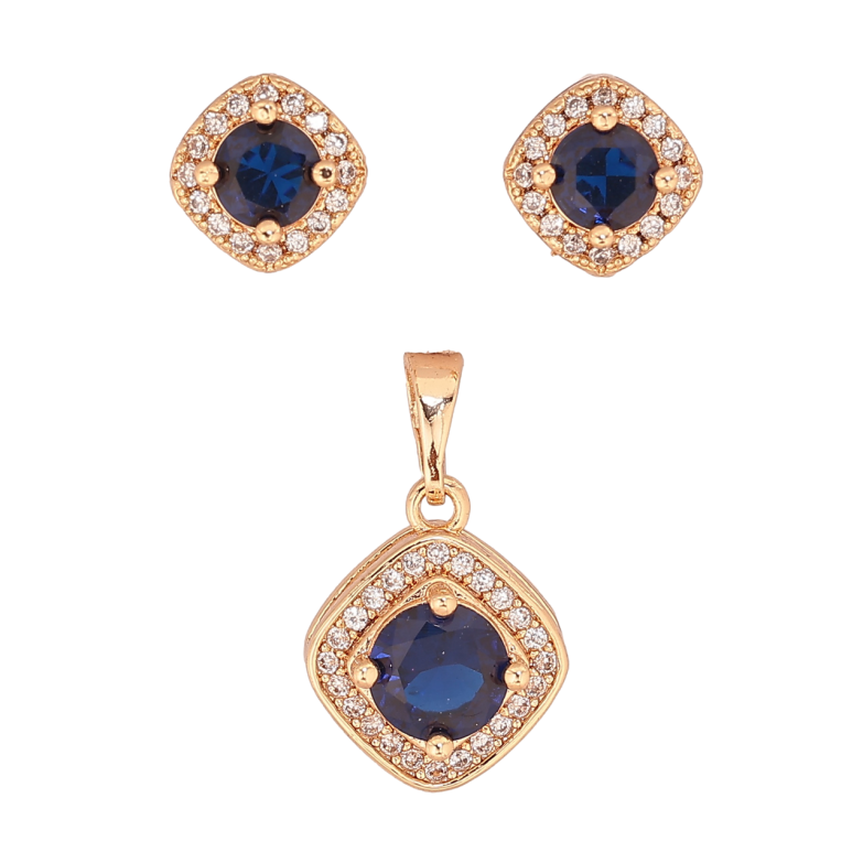 Набір Xuping M&L Колір 18K Сережки Кулон Сині кристали в обрамленні Сер.- 8х8мм, Кул.-11х11мм фото №2 Набір Xuping M&L Колір 18K Сережки Кулон Сині кристали в обрамленні Сер.- 8х8мм, Кул.-11х11мм фото №2