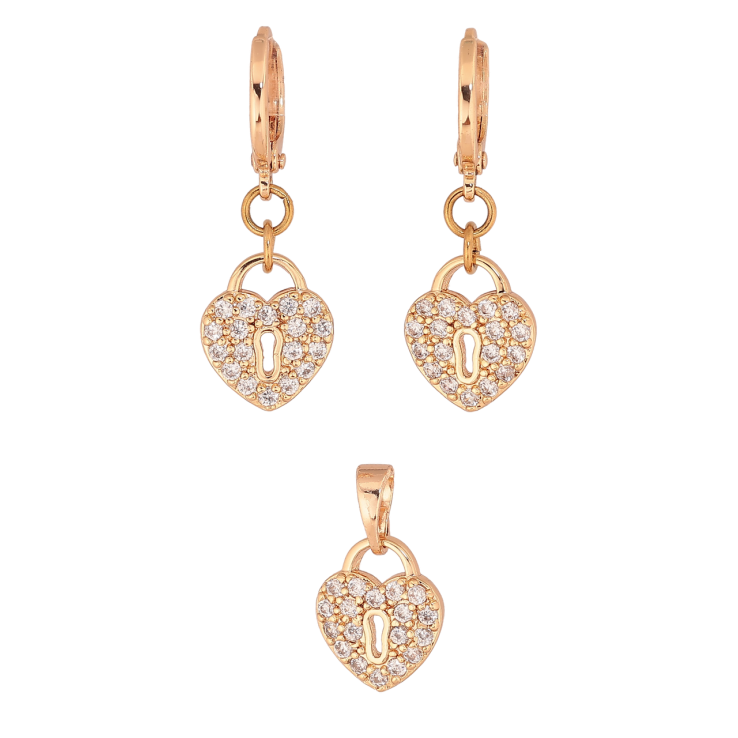 Набір Xuping M&L Колір 18K Сережки Кулон Сердечка-замочки з кристалами фото №24 Набір Xuping M&L Колір 18K Сережки Кулон Сердечка-замочки з кристалами фото №24