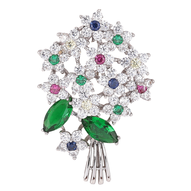 Брошка Xuping Колір Родій Букет з різнокольоровими кристалами фото №11 Брошка Xuping Колір Родій Букет з різнокольоровими кристалами фото №11