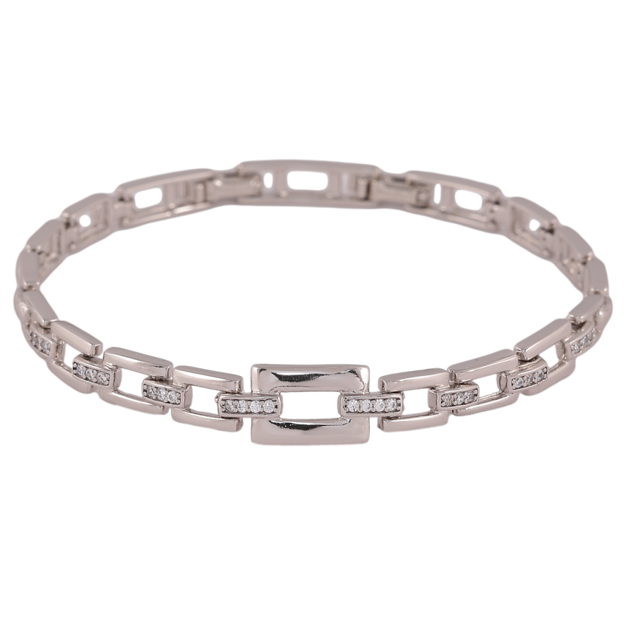 Браслет Xuping Колір Родій Візерунок з кристалами довжина з додатковим замком 17,19 см х 5-8мм фото №1