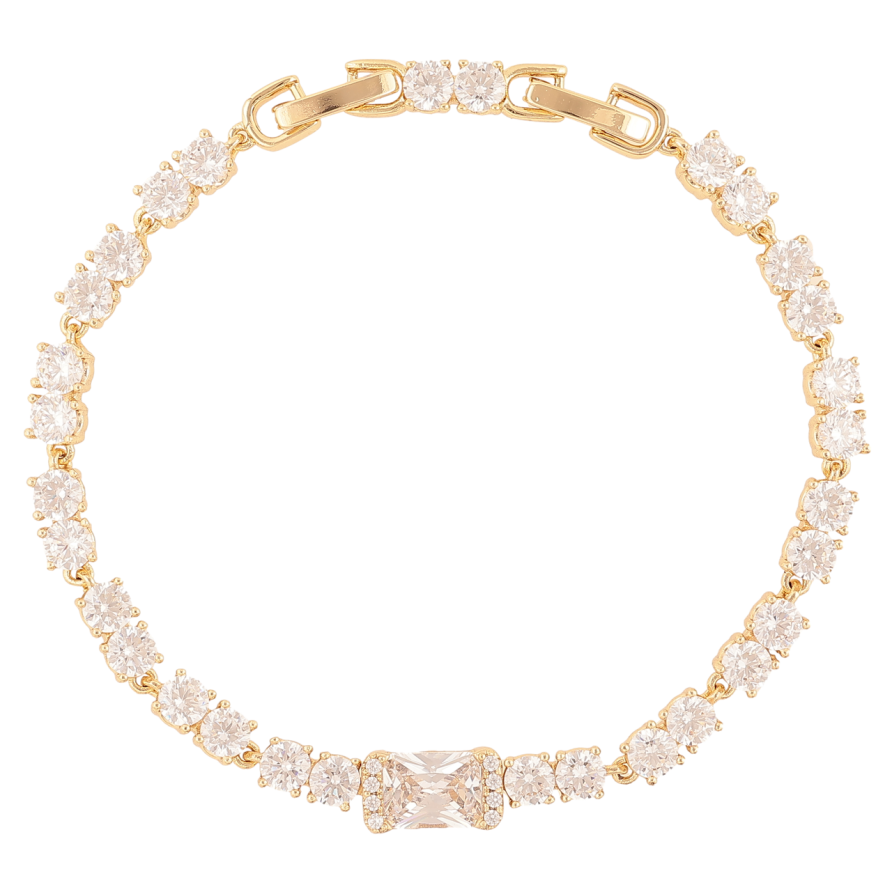 Браслет Xuping Колір Позолота 14K Доріжка кристалів розмір з доп. замком 17,19см х 4-6мм фото №1