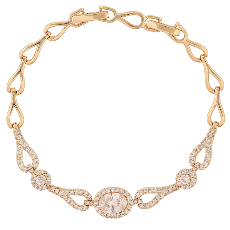 Браслет Xuping Цвет Позолота 14K Узор с инкрустацией кристаллами размер с доп. замком 17,19см х 5-9мм фото №1