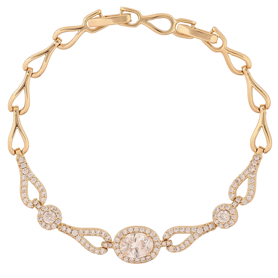 Браслет Xuping Цвет Позолота 14K Узор с инкрустацией кристаллами размер с доп. замком 17,19см х 5-9мм фото №1