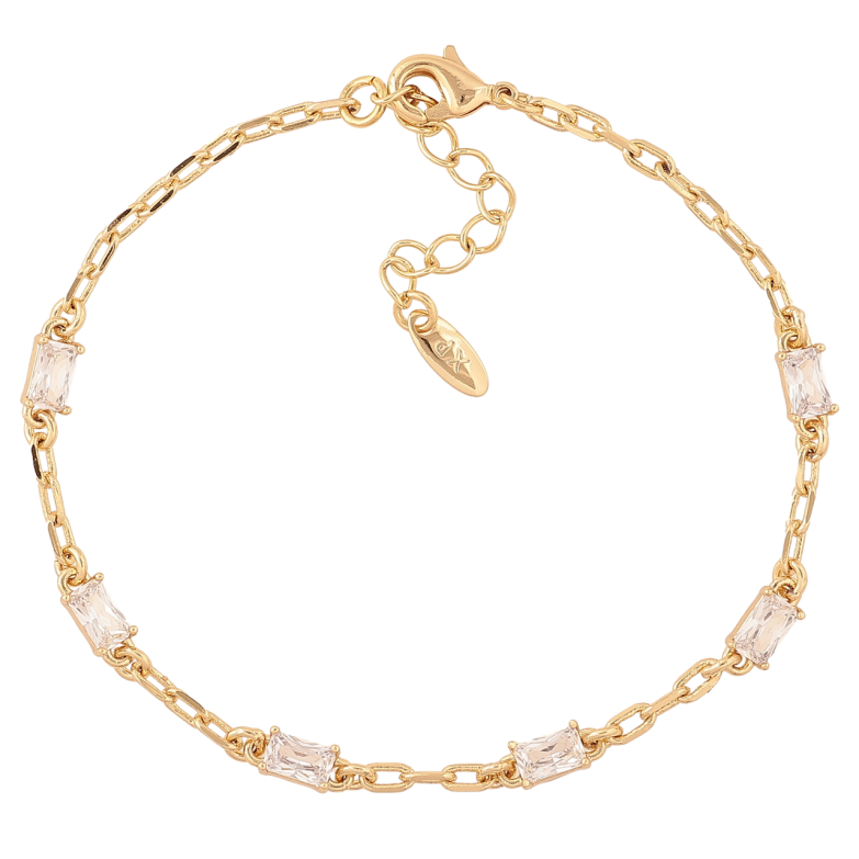 Браслет Xuping Цвет Позолота 14K Цепочка с кристаллами размер с доп. цепочкой 17.5-20.5см х 2-3мм фото №1