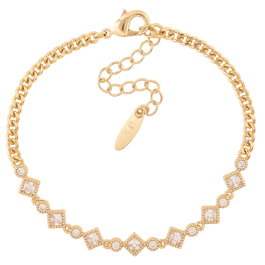 Браслет Xuping Цвет Позолота 14K Цепочка с кристаллами размер с доп. цепочкой 17-22см х 3-6мм фото №1