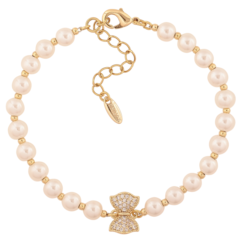 Браслет Xuping Цвет Позолота 14K Жемчужные бусы с бантом размер с доп. цепочкой 16.5-20см х 2-11мм фото №1