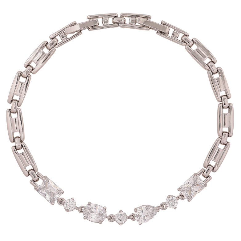 Браслет Xuping Цвет Родий Узор с кристаллами длина с дополнительным замком 17.5,19.5см х 4-5мм фото №8