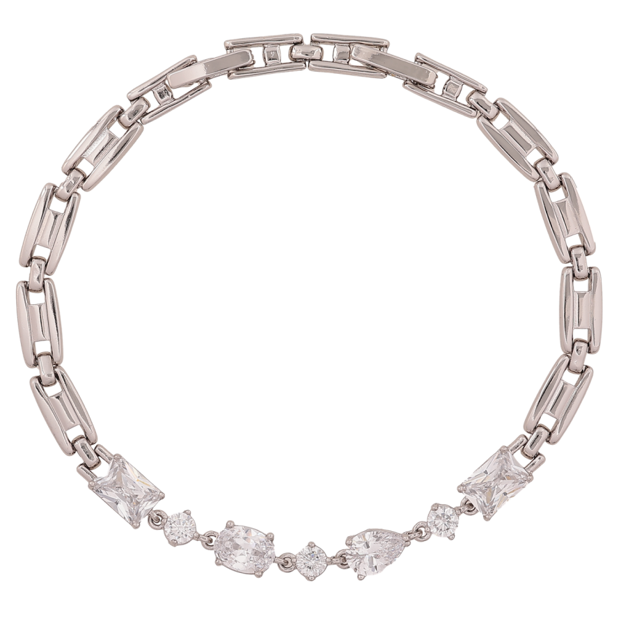 Браслет Xuping Цвет Родий Узор с кристаллами длина с дополнительным замком 17.5,19.5см х 4-5мм фото №1