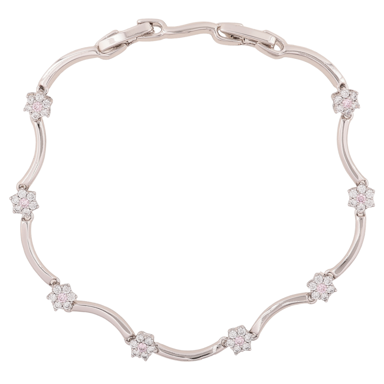 Браслет Xuping Цвет Родий Узор с кристальными цветами длина с дополнительным замком 17,19 см х 2-4 мм фото №1