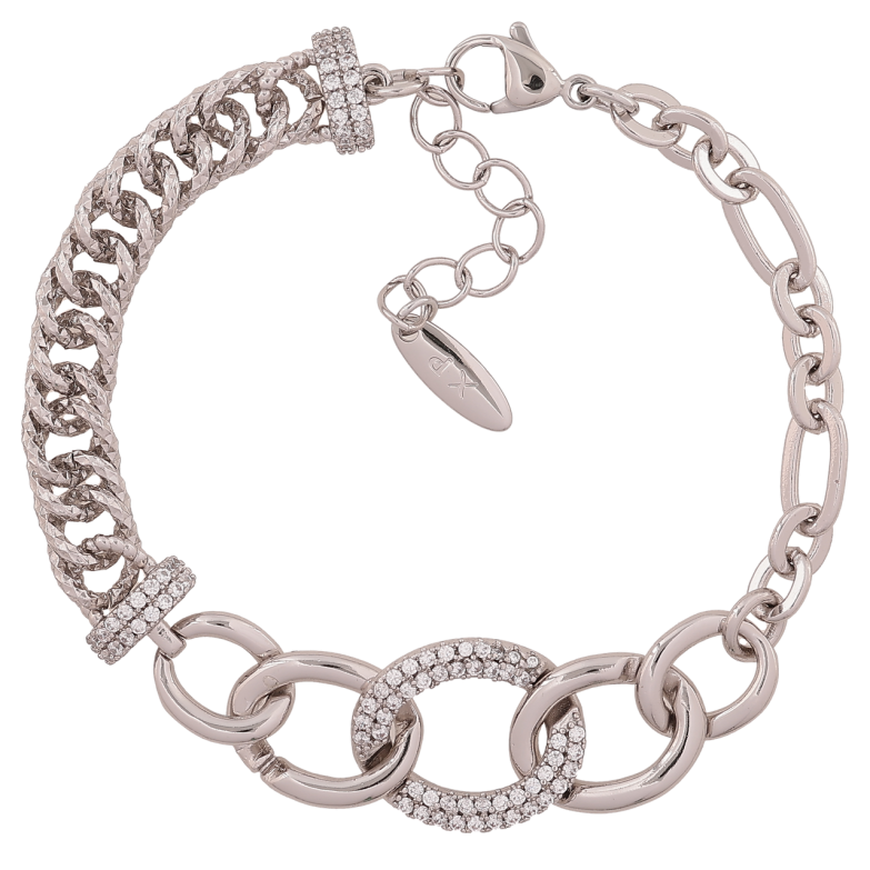 Браслет Xuping Колір Родій Декоративний ланцюжок з кристалами довжина з додатковим ланцюжком 17.5,21см х 5-15мм фото №1