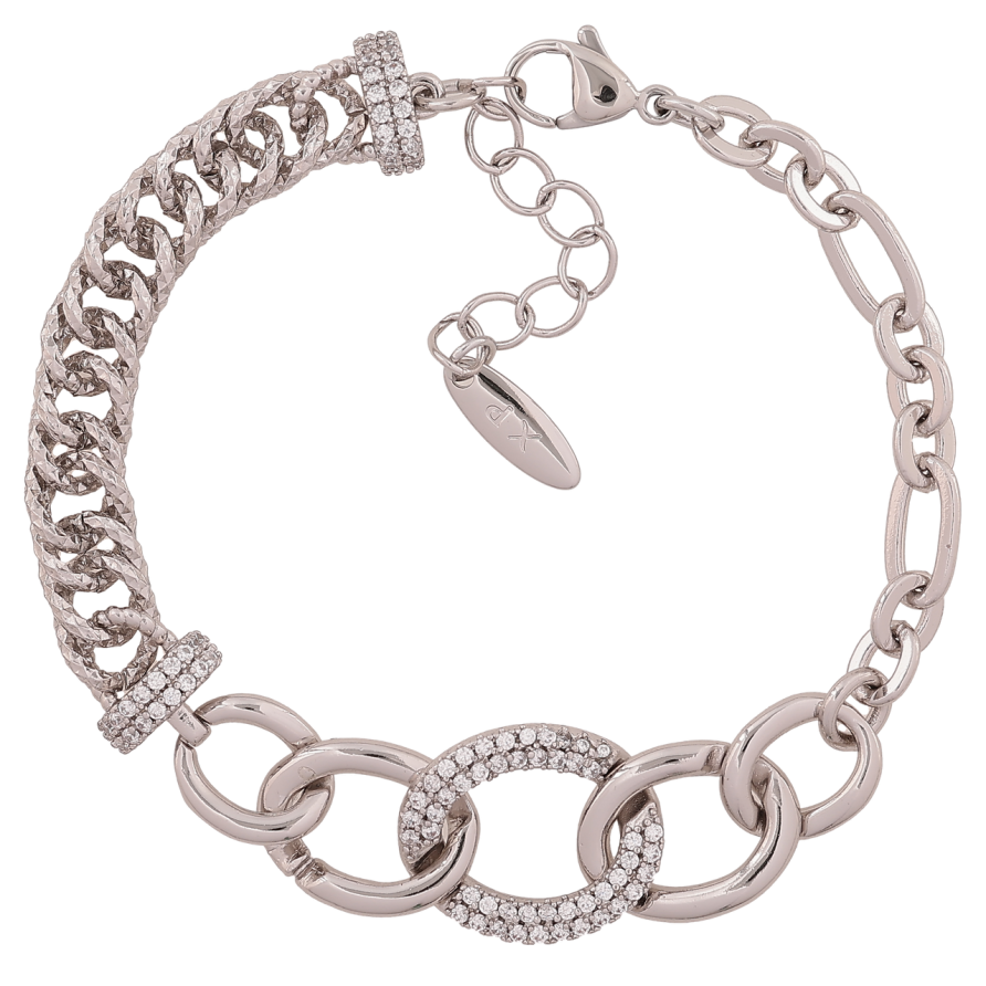 Браслет Xuping Колір Родій Декоративний ланцюжок з кристалами довжина з додатковим ланцюжком 17.5,21см х 5-15мм фото №1