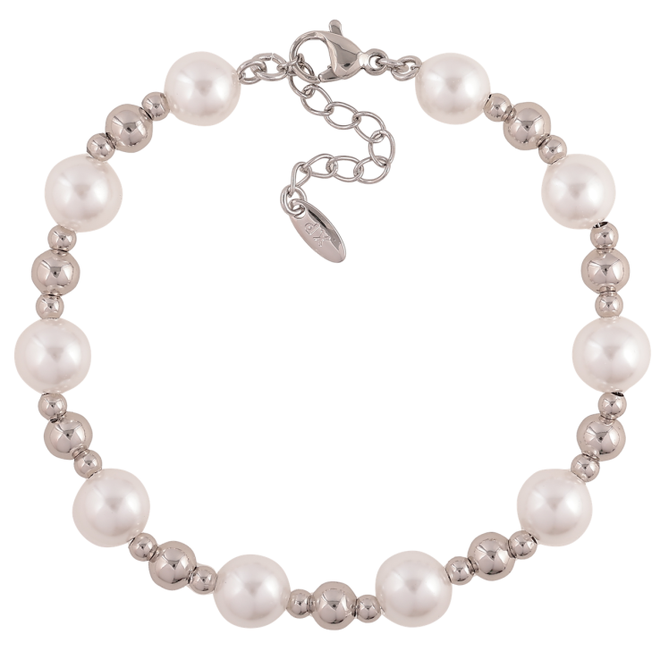 Браслет Xuping Колір Родій Сріблясто-перлинні намистини довжина з додатковим ланцюжком 18-21см х 3-8мм фото №24 Браслет Xuping Колір Родій Сріблясто-перлинні намистини довжина з додатковим ланцюжком 18-21см х 3-8мм фото №24