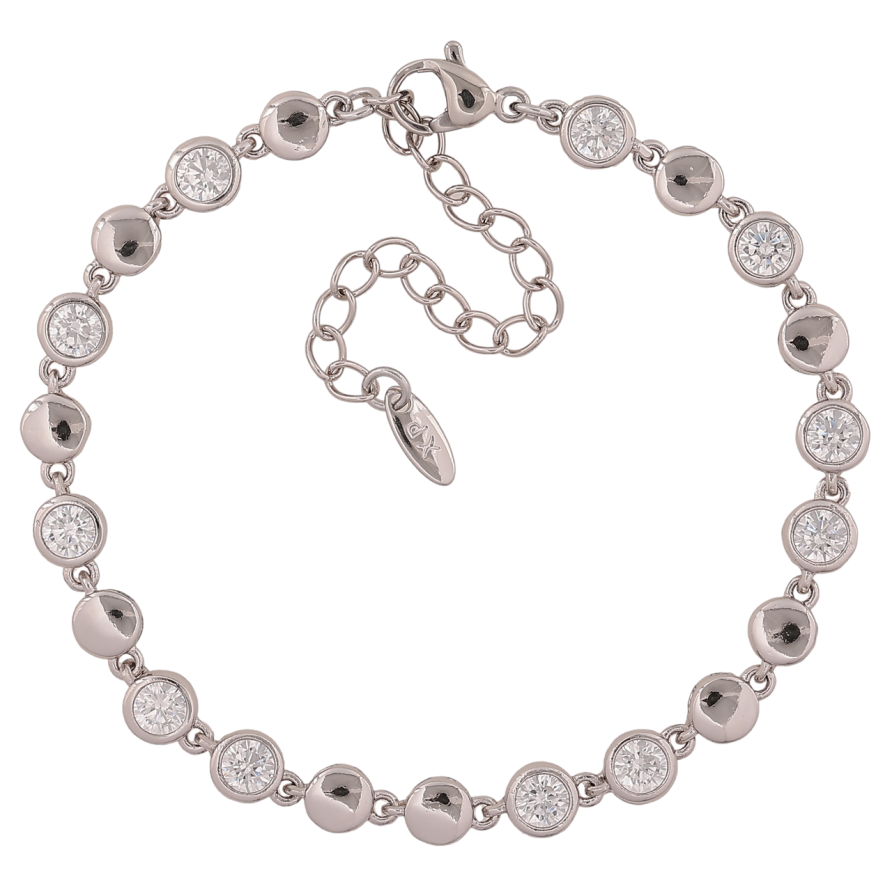 Браслет Xuping Колір Родій Візерунок з кристалами довжина з додатковим ланцюжком 17-22см х 5мм фото №1