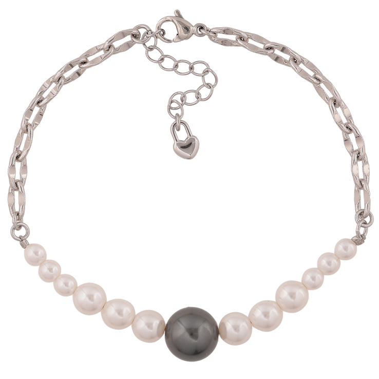 Браслет Xuping Колір Родій Ланцюжок з перлинними намистинами довжина з додатковим ланцюжком 19-22см х 4-10мм фото №20 Браслет Xuping Колір Родій Ланцюжок з перлинними намистинами довжина з додатковим ланцюжком 19-22см х 4-10мм фото №20