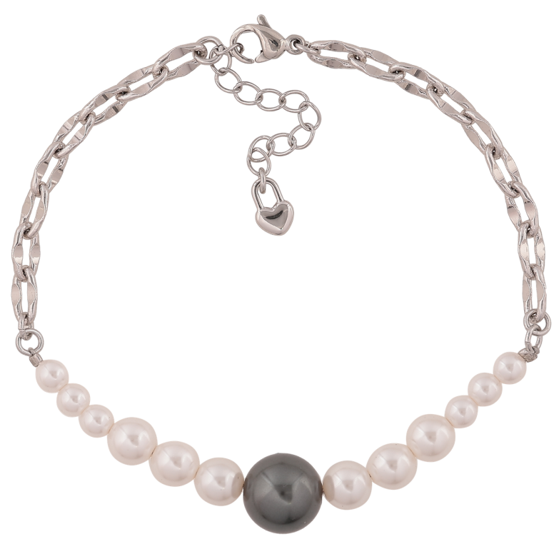 Браслет Xuping Колір Родій Ланцюжок з перлинними намистинами довжина з додатковим ланцюжком 19-22см х 4-10мм фото №1