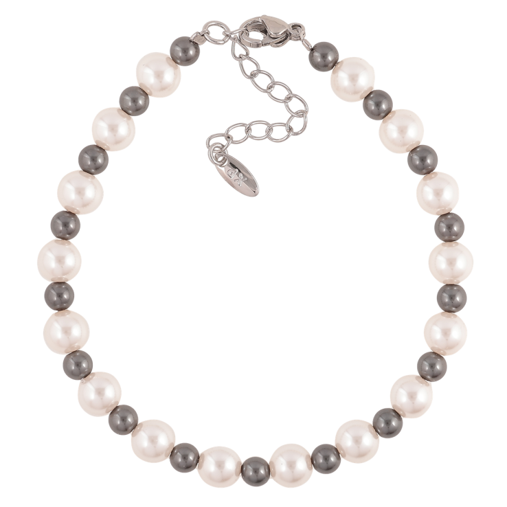 Браслет Xuping Колір Родій Перлинно-графітові намистинами довжина з додатковим ланцюжком 18-21.5см х 4-6мм фото №22 Браслет Xuping Колір Родій Перлинно-графітові намистинами довжина з додатковим ланцюжком 18-21.5см х 4-6мм фото №22