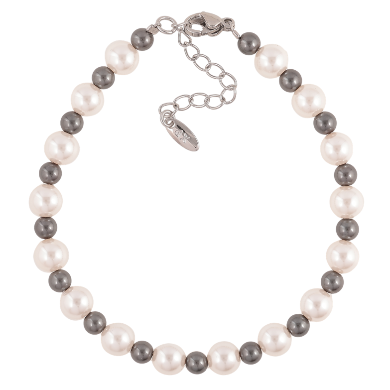 Браслет Xuping Цвет Родий Жемчужно-графитовые бусины длина с дополнительной цепочкой 18-21,5 см х 4-6 мм фото №21