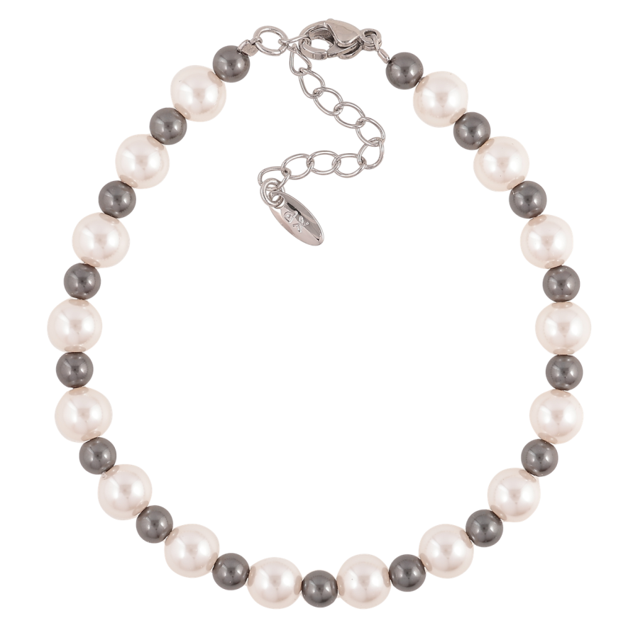 Браслет Xuping Цвет Родий Жемчужно-графитовые бусины длина с дополнительной цепочкой 18-21,5 см х 4-6 мм фото №1
