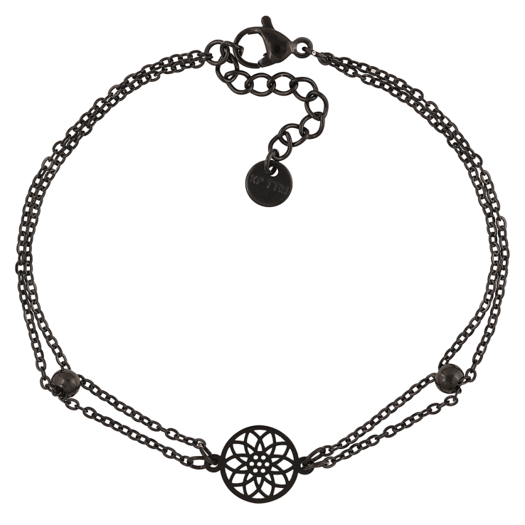 Браслет Xuping колір Black Подвійний ланцюжок зі вставками розмір з доп. ланцюг. 18-21см х 3-10мм фото №2