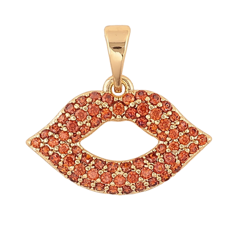 Кулон Xuping Цвет Позолота 14K Губы с красными кристаллами для цепочки до 5мм фото №1