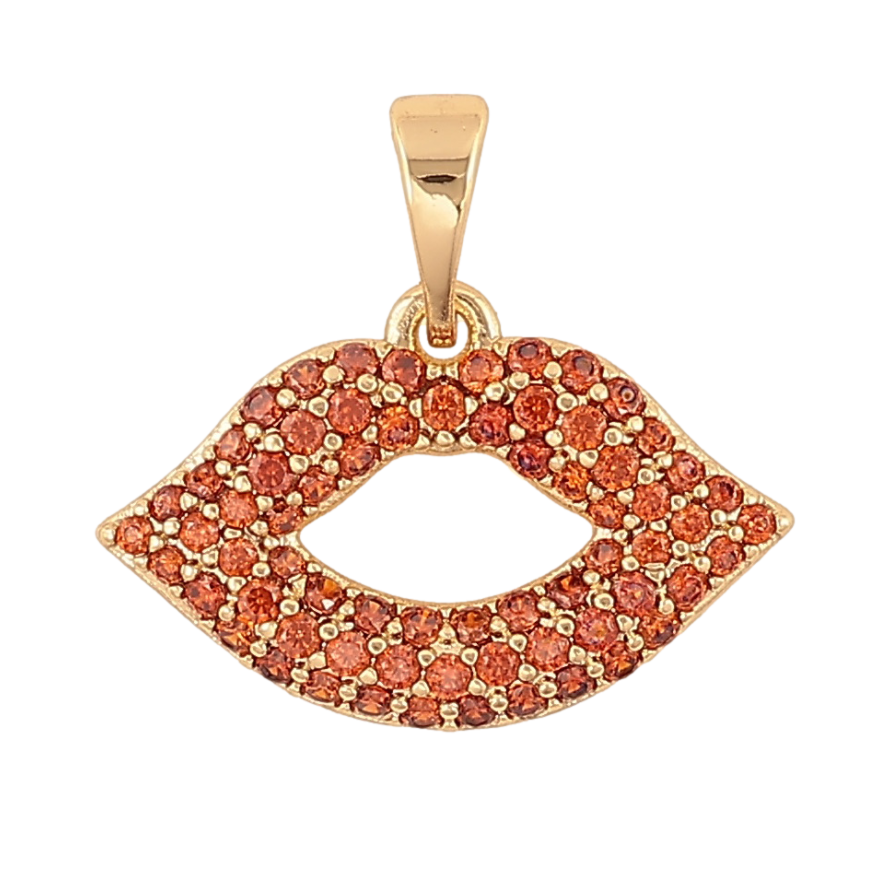 Кулон Xuping Колір Позолота 14K Губи з червоними кристалами для ланцюжка до 5мм фото №1