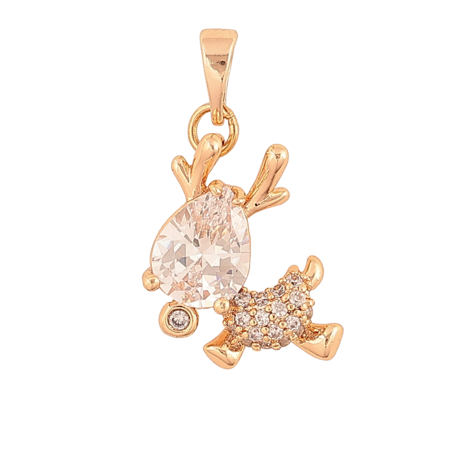 Кулон Xuping M&L Цвет 18К Олень Рудольф с кристаллами для цепочки до 5мм фото №1
