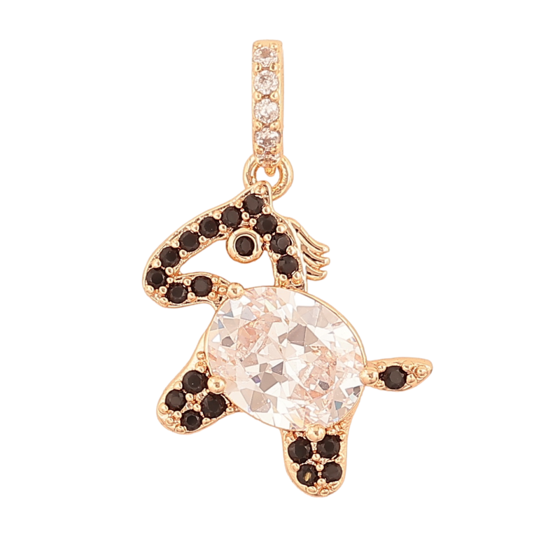 Кулон Xuping M&L Цвет 18К Лошадь с инкрустацией черно-белыми кристаллами для цепочки до 5мм фото №1