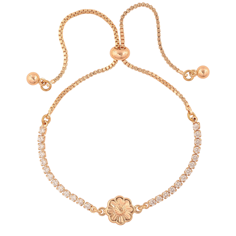 Браслет Xuping M&L Колір 18K Доріжка кристалів з квіточкою на бігунку 10-23см х 1-9мм фото №1