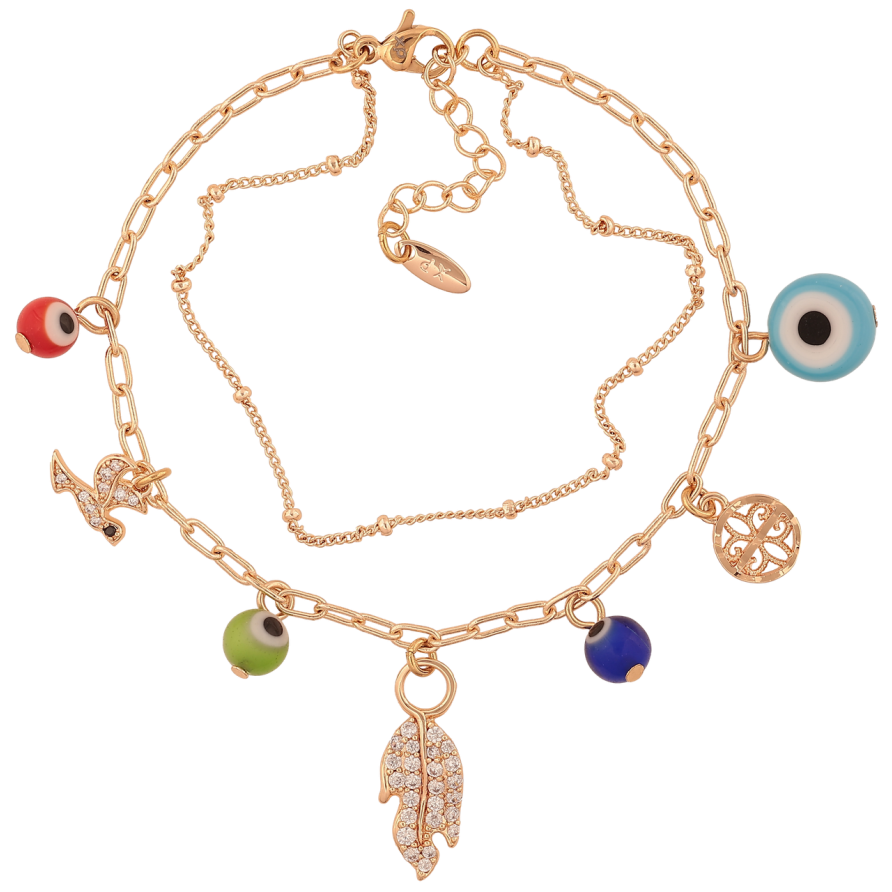 Браслет Xuping M&L Колір 18K Ланцюжок з підвісками оберегами розмір з доп. ланцюжком 17.5-21см х 1-2мм фото №1