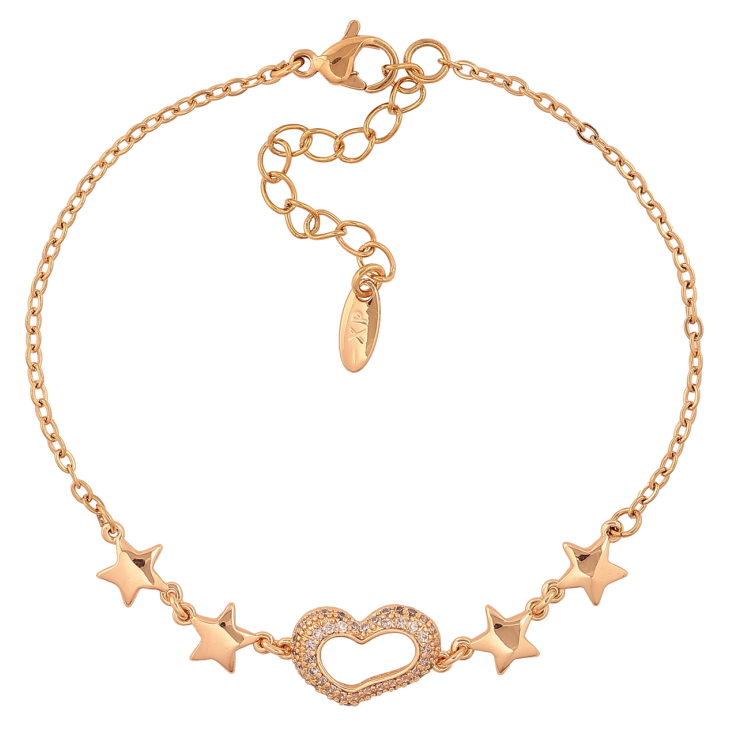 Браслет Xuping M&L Колір 18K Ланцюжок з сердечком та зірками розмір з доп. ланцюжком 17-20.5см х 1.5-9мм фото №12