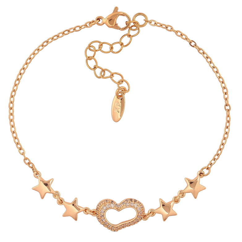 Браслет Xuping M&L Цвет 18K Цепочка с сердечком и звездочками размер с доп. цепочкой 17-20,5 см х 1,5-9 мм фото №16