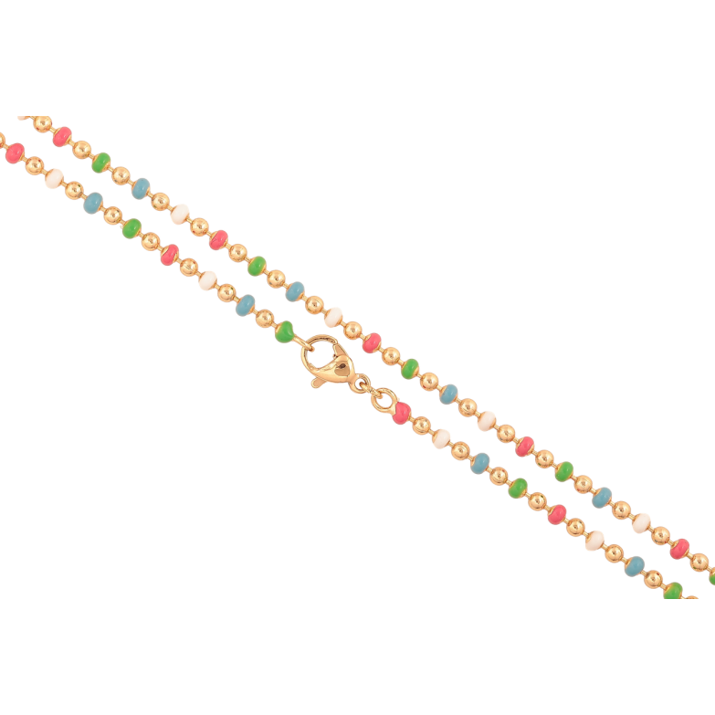 Цепочка Xuping цвет Позолота 18K Плетение Перлина с разноцветной эмалью длина 44см х 3мм фото №1