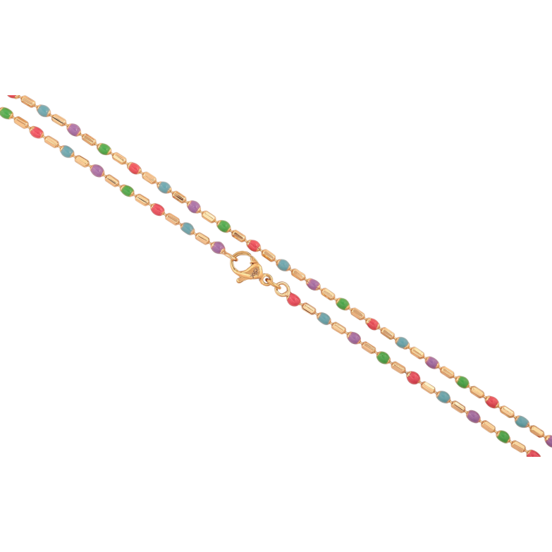 Цепочка Xuping цвет Позолота 18K Плетение Жемчужина с разноцветными бусинами длина 45см х 2мм фото №1