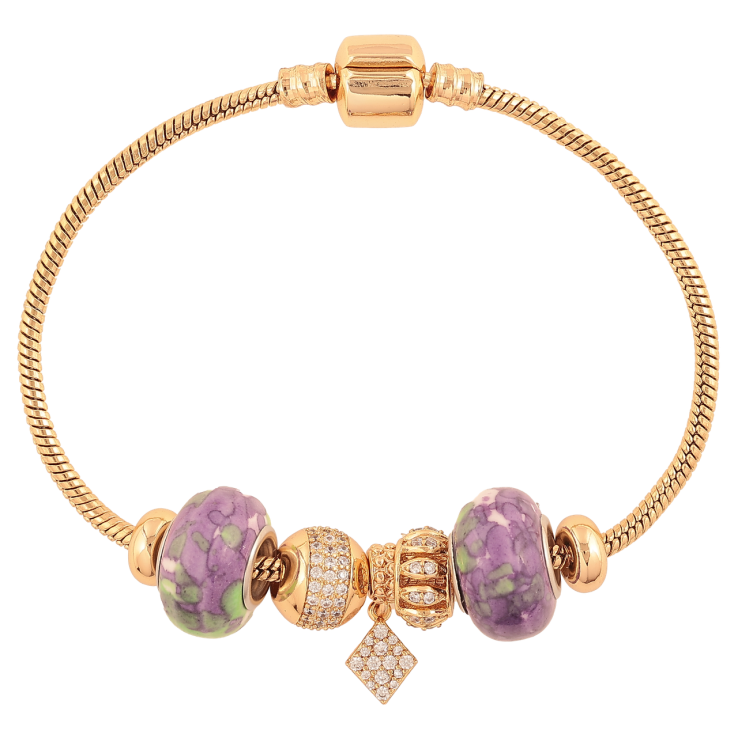 Браслет Xuping Колір Позолота 18K У стилі Pandora Ювелірний шнур з намистинами довжина 20см х 3мм фото №16