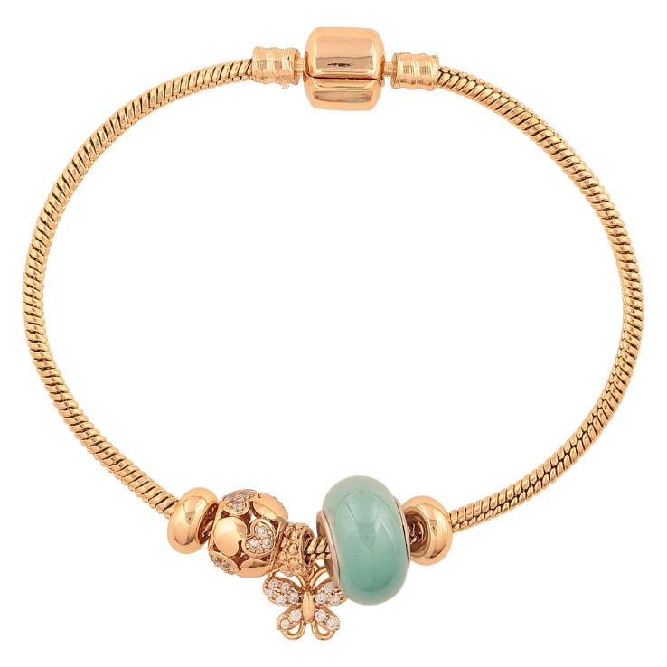 Браслет Xuping Колір Позолота 18K У стилі Pandora Ювелірний шнур з намистинами довжина 20см х 3мм фото №17