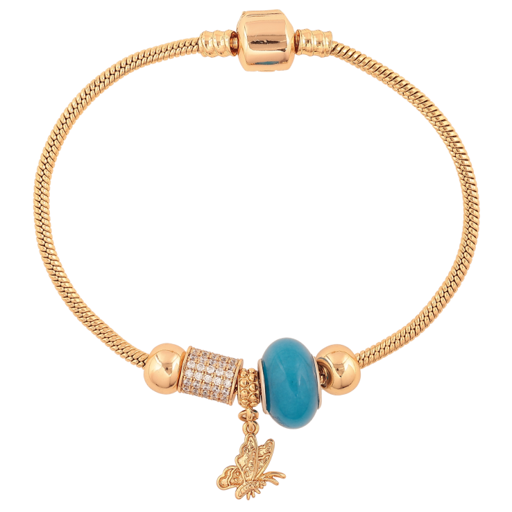 Браслет Xuping Колір Позолота 18K У стилі Pandora Ювелірний шнур з намистинами довжина 20см х 3мм фото №11