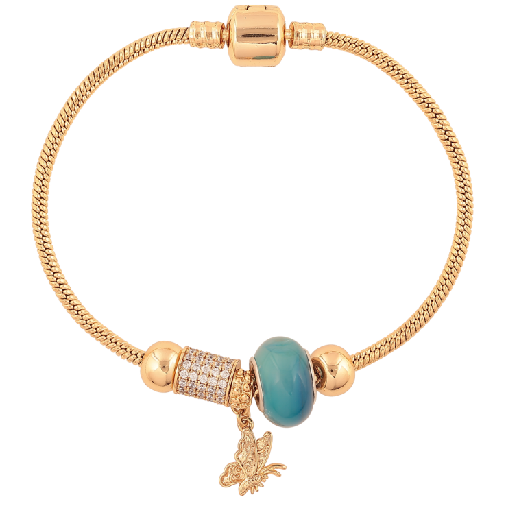 Браслет Xuping Колір Позолота 18K У стилі Pandora Ювелірний шнур з намистинами довжина 20см х 3мм фото №12