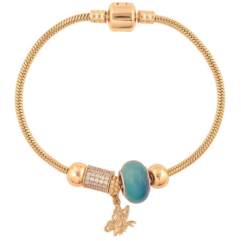 Браслет Xuping Колір Позолота 18K У стилі Pandora Ювелірний шнур з намистинами довжина 20см х 3мм фото №2